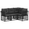 vidaXL Conjunto de sof&aacute;s de exterior con coj&iacute;n 4 pcs Negro Poli&eacute;ster