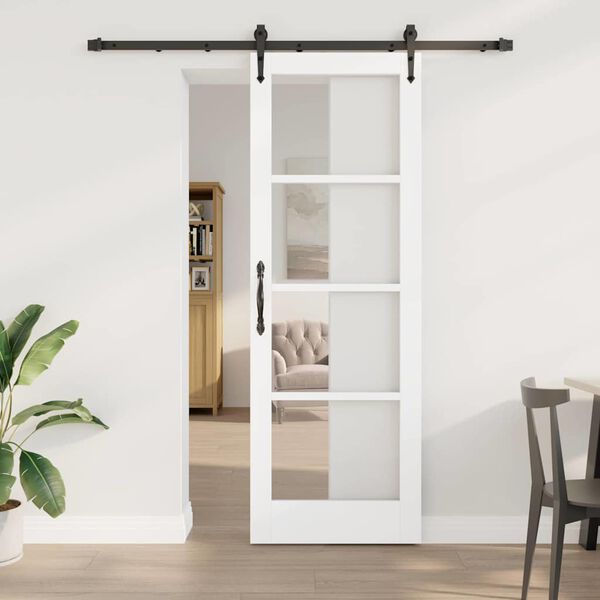vidaXL Puerta Corredera 73,5 x 211 cm Madera de pino maciza y vidrio