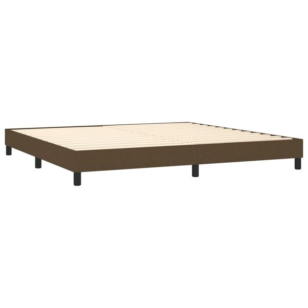 vidaXL Cama box spring con colch&oacute;n tela marr&oacute;n oscuro 200x200 cm