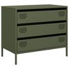 vidaXL Aparador de acero laminado en fr&iacute;o verde oliva 68x39x58,5 cm