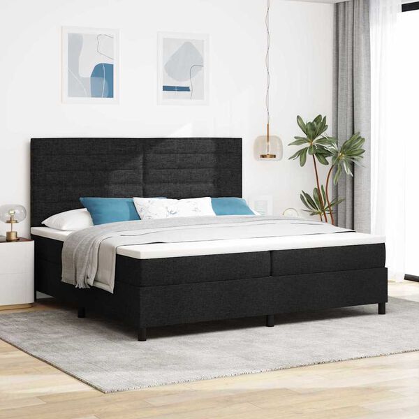 vidaXL Cama tipo Box Spring con colch&oacute;n Negro 200 x 200 cm tela
