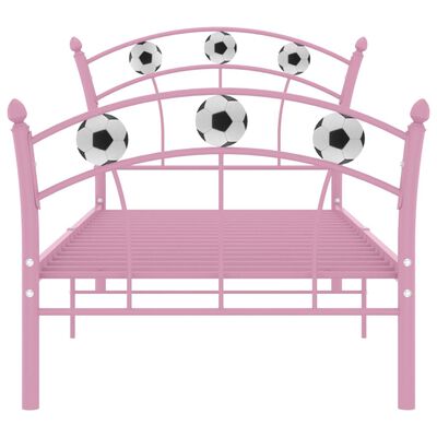 vidaXL Estructura de cama con diseño de fútbol metal rosa 90x200 cm