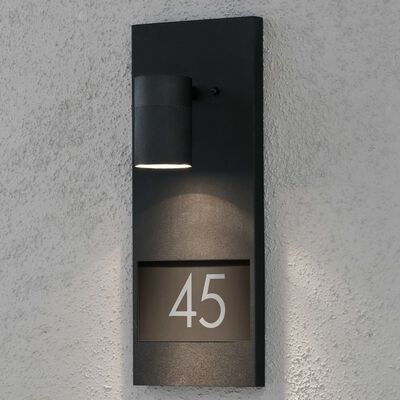KONSTSMIDE Lámpara de pared con número de casa Modena negro mate