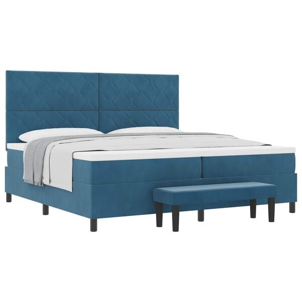 vidaXL Cama tipo Box Spring Azul oscuro 200 x 200 cm Terciopelo