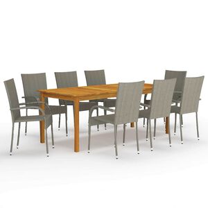 vidaXL Juego de comedor de jard&iacute;n 9 piezas gris