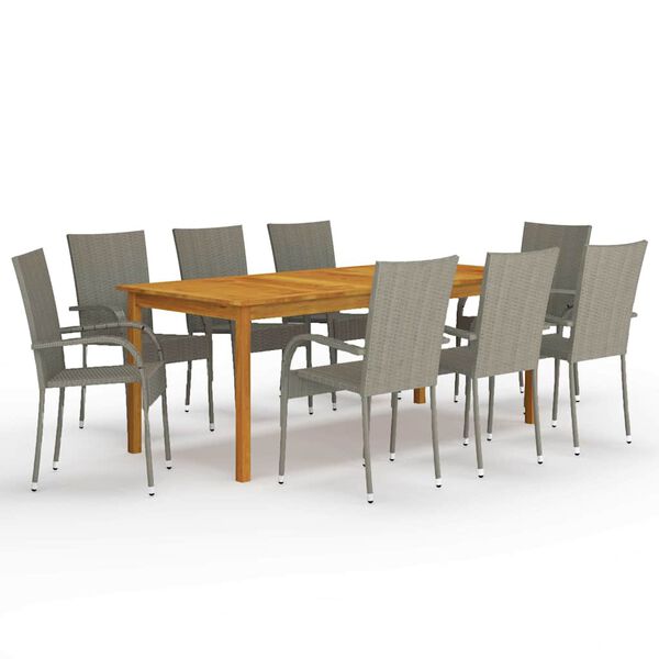 vidaXL Juego de comedor de jard&iacute;n 9 piezas gris
