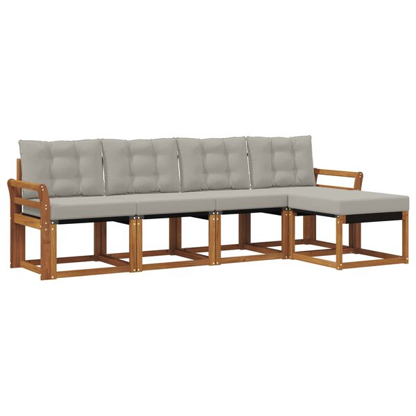 vidaXL Conjunto de sof&aacute;s de exterior 5 pcs Gris Natural y Claro