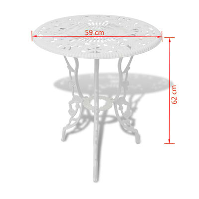 vidaXL Mesa y sillas bistró de 3 piezas aluminio fundido blanco | vidaXL.es