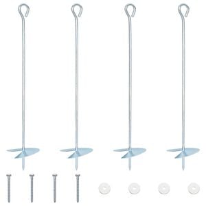 vidaXL Ancla de tierra 4 pcs Plateado &Oslash;10 x 50 cm Metal galvanizado
