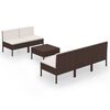 vidaXL Set muebles de jard&iacute;n 6 pzas y cojines rat&aacute;n sint&eacute;tico marr&oacute;n