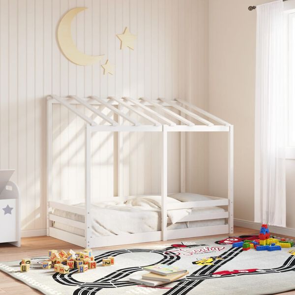 vidaXL Cama para ni&ntilde;os con techo madera de pino blanco 80x160 cm