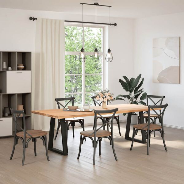 vidaXL Patas para mesa de comedor en forma de V (2 unidades), color negro, 50x(72-73,3) cm, acero