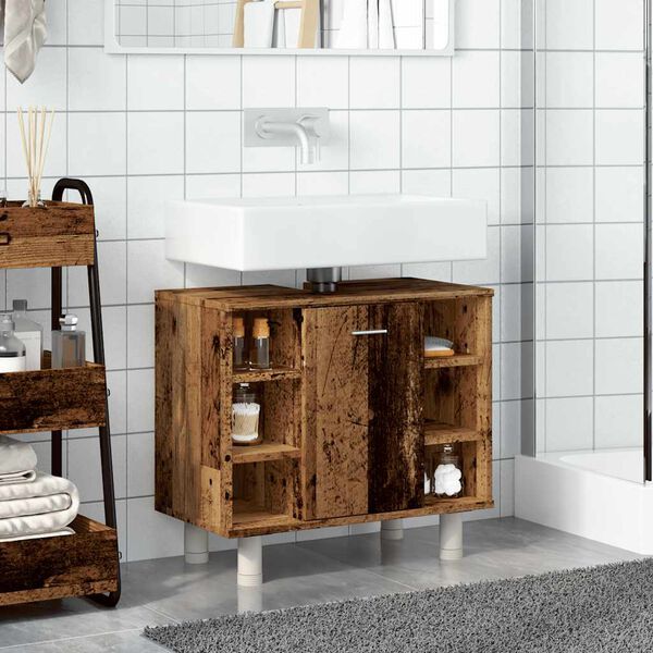 vidaXL Armario de baño madera contrachapada envejecida 60x32x53,5 cm