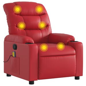 vidaXL Sill&oacute;n de masaje reclinable cuero sint&eacute;tico rojo