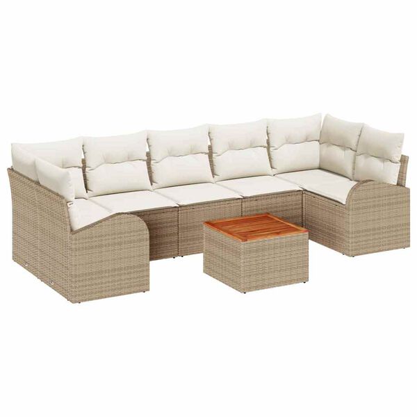 vidaXL Conjunto de sof&aacute; de jard&iacute;n 8 pcs Beige y blanco