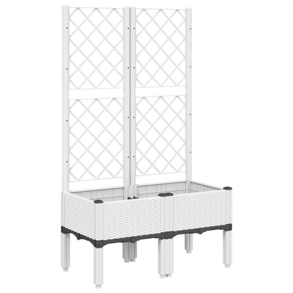 vidaXL Jardinera con enrejado PP blanco 80x40x142 cm