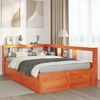 vidaXL Cama con estanter&iacute;a sin colch&oacute;n madera maciza marr&oacute;n 135x190cm