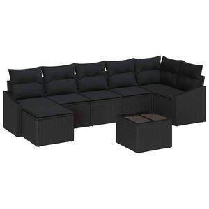 vidaXL Conjunto de sof&aacute; de jard&iacute;n 8 pcs Negro rat&aacute;n sint&eacute;tico