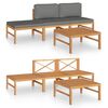 vidaXL Set de muebles de jard&iacute;n 4 pzas madera de teca y cojines gris
