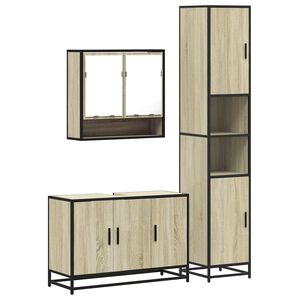 vidaXL Set de muebles de ba&ntilde;o 3 pzas madera contrachapada roble Sonoma
