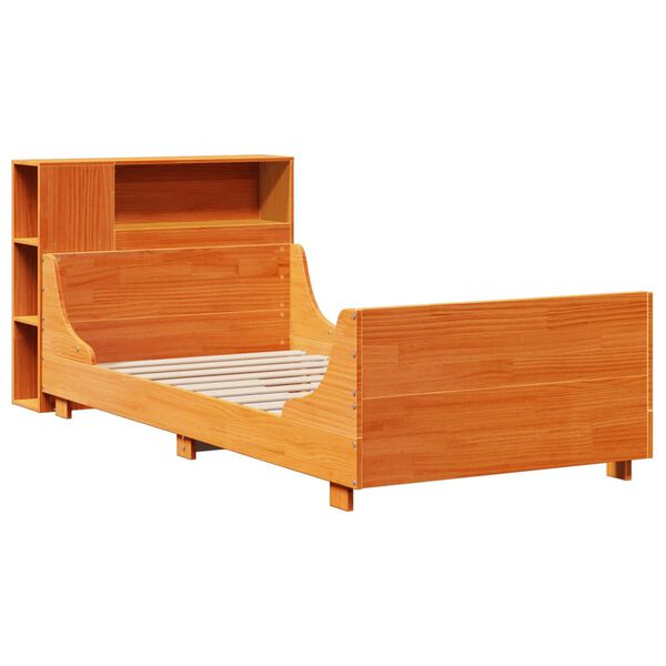 vidaXL Cama sin colch&oacute;n madera maciza de pino marr&oacute;n cera 100x200 cm