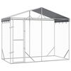vidaXL Perrera exterior con toldo acero galvanizado plata 3x1,5x2,5 m