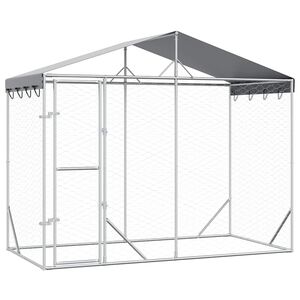 vidaXL Perrera exterior con toldo acero galvanizado plata 3x1,5x2,5 m
