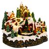 vidaXL Villa navide&ntilde;a con tren SALO 25,5 x 20 x 23 cm Resina