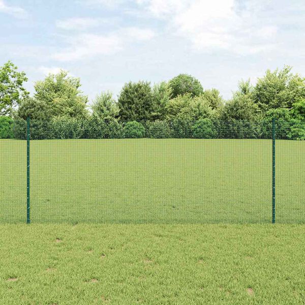 vidaXL Valla con Poste Verde 1 x 50 m Acero y PVC