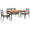 vidaXL Set de muebles jard&iacute;n 5 pzas con cojines rat&aacute;n sint&eacute;tico negro