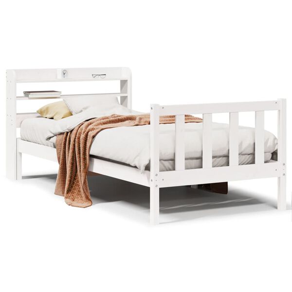 vidaXL Estructura de cama sin colch&oacute;n madera maciza blanca 75x190 cm