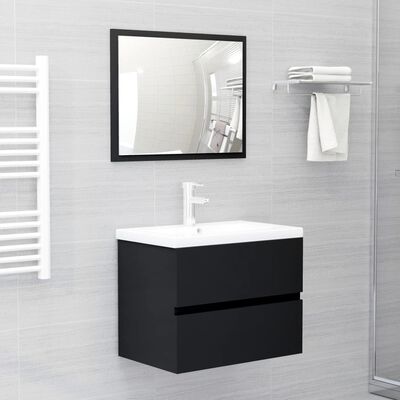 vidaXL Armario para lavabo madera contrachapada negro 60x38,5x45 cm
