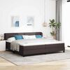 vidaXL Cama box spring con colch&oacute;n Marr&oacute;n oscuro 200 x 200 cm tela