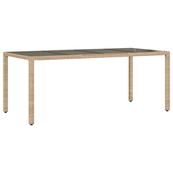 vidaXL Set comedor jard&iacute;n 9 pzas cojines rat&aacute;n sint&eacute;tico vidrio beige