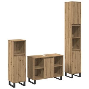 vidaXL Juego de muebles de baño 3 pcs Marrón Madera contrachapada