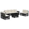 vidaXL Conjunto de sof&aacute;s de jard&iacute;n 9 uds. Negro y Blanco Crema