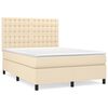 vidaXL Cama box spring con colch&oacute;n tela color crema 140x200 cm