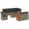vidaXL Set de muebles de jard&iacute;n 9 pzas y cojines rat&aacute;n sint&eacute;tico gris