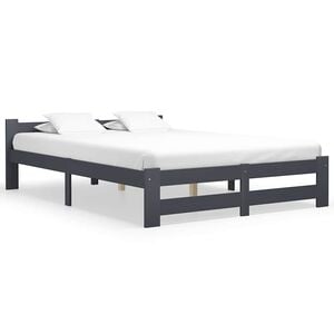 vidaXL Estructura cama sin colch&oacute;n madera pino gris oscuro 160x200 cm