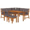 vidaXL Juego comedor de jardín 6 pzas con cojines madera maciza acacia