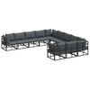 vidaXL Conjunto de sof&aacute;s de jard&iacute;n 11 uds. Negro Aluminio