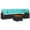 vidaXL Conjunto de sof&aacute;s de jard&iacute;n 6 uds. Negro y Turquesa