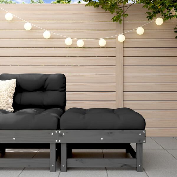 vidaXL Taburete de jard&iacute;n de madera maciza de pino gris