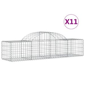 vidaXL Cestas de gaviones 11 uds forma de arco hierro 200x50x40/60 cm