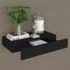 vidaXL Estante flotante de pared con cajón negro 48x25x8 cm