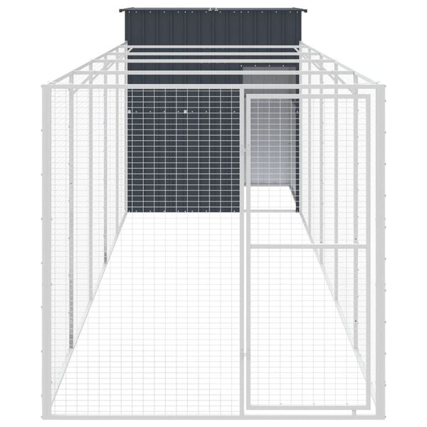 vidaXL Caseta perros con corral acero galvanizado gris 165x659x181 cm