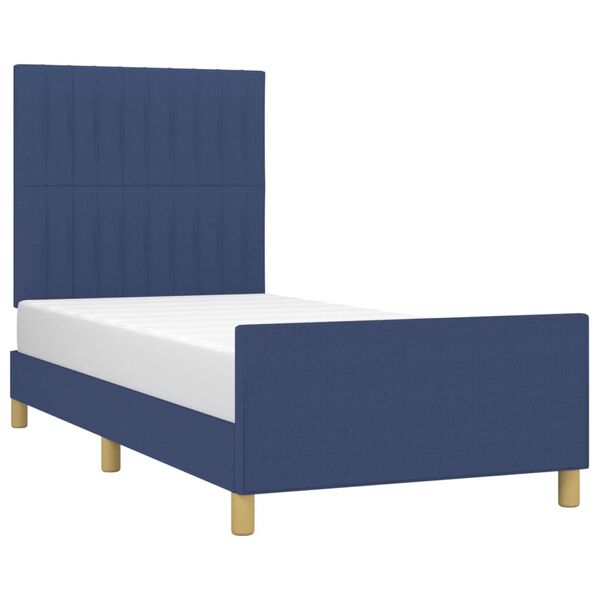 vidaXL Estructura de cama sin colch&oacute;n tela azul 90x190 cm