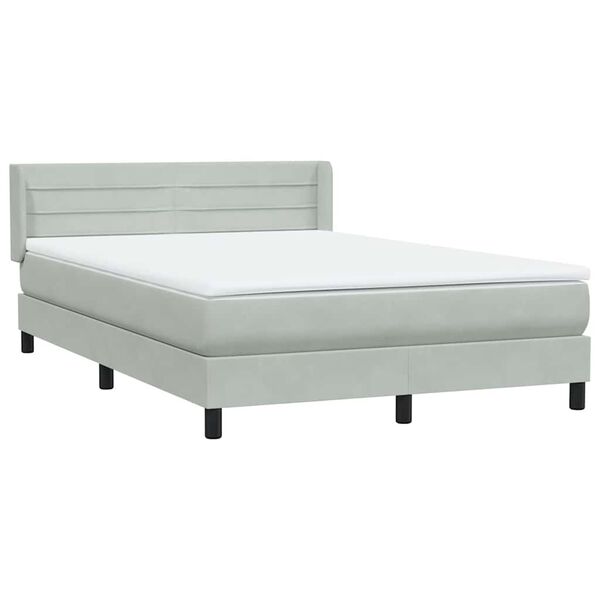 vidaXL Cama box spring con colch&oacute;n terciopelo gris claro 140x210 cm