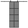 vidaXL Puerta corredera set herrajes vidrio templado aluminio 76x205cm