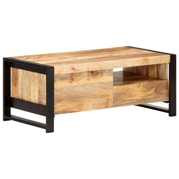 vidaXL Mesa de centro de madera de mango rugosa 100x50x40 cm